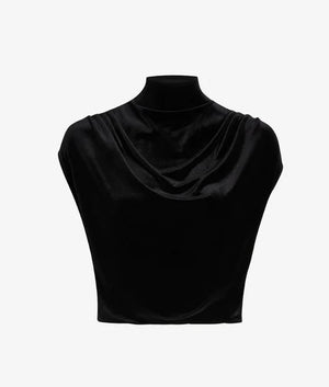 Commando Velvet Draped Mock-Neck Crop Top