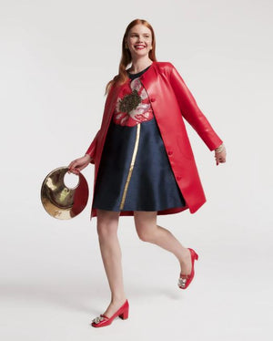 Frances Valentine Alice Shift Dress with Sequin Flower Paradise Poppy