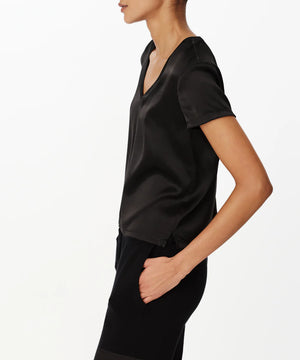 ATM Stretch Charmeuse V-Neck Tee