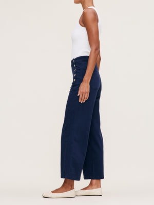 DL1961 Hepburn Wide Leg: High Rise Ankle, Bright Navy