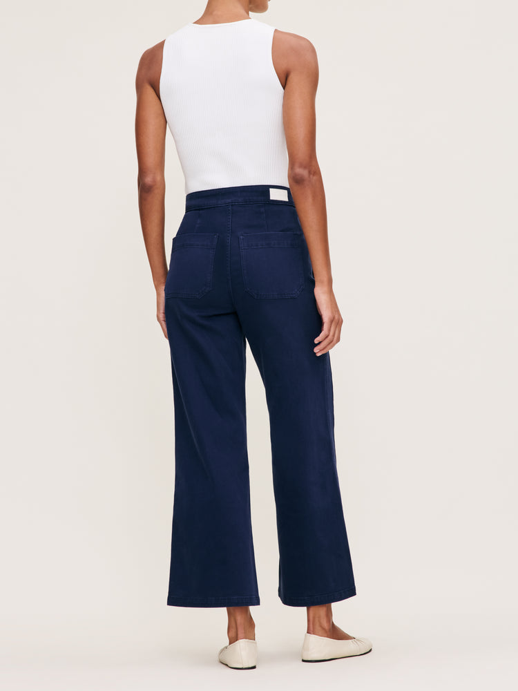 DL1961 Hepburn Wide Leg: High Rise Ankle, Bright Navy