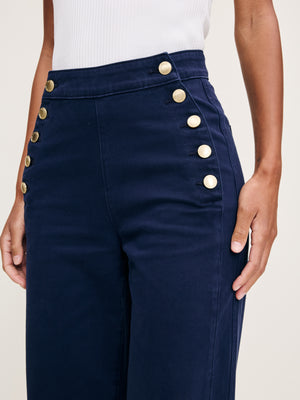 DL1961 Hepburn Wide Leg: High Rise Ankle, Bright Navy