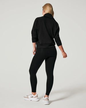 Spanx AirEssentials Half Zip Top, Very Black