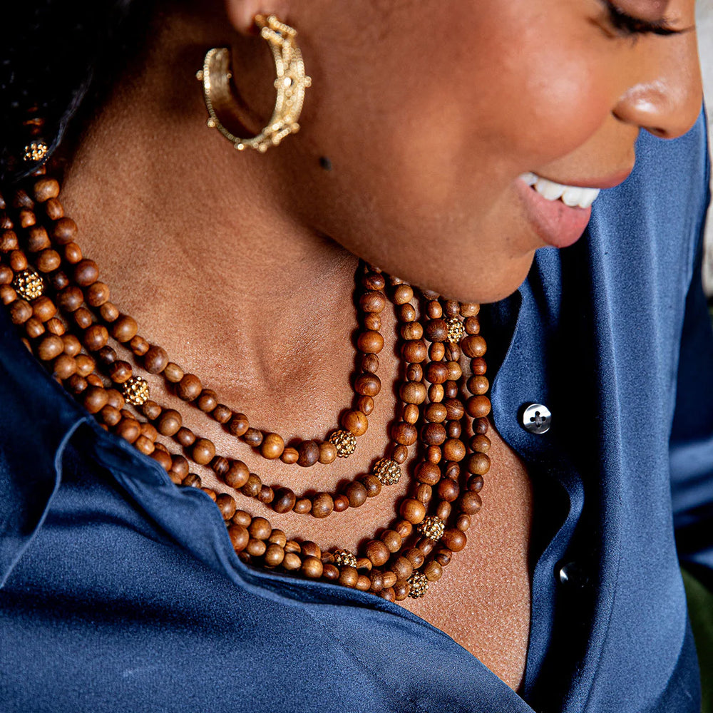 Capucine de Wulf Earth Goddess Beads 5-Strand Necklace, 18" + 2" - Teak