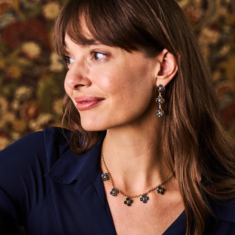 Capucine de Wulf Berry Clover Linear Earrings with Blue Labradorite