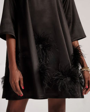 Frances Valentine Edie Mini Dress Feather Pouf