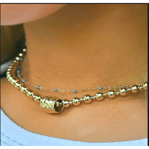 Erin Gray 5mm + 2mm 14k Gold Filled Waterproof Dimension Barrel Necklace