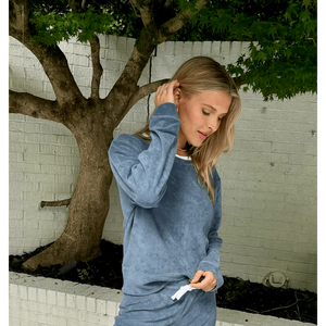 Erin Gray Riviera Plush Toweling Pullover, Cool Slate Blue