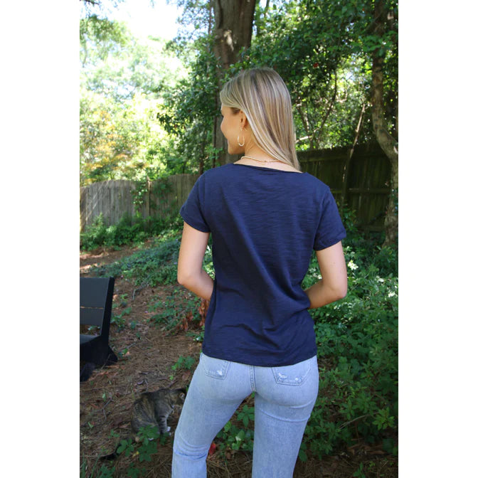Erin Gray Short Sleeve Messy V Tee, Available in 3 Colors