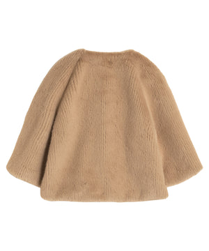 Echo Collarless Faux Fur Jacket with Raglan Sleeves
