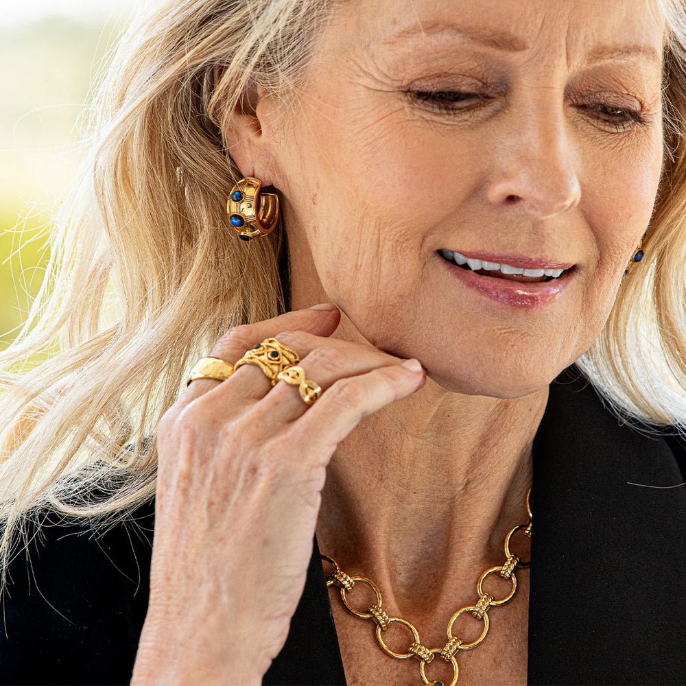 Capucine de Wulf Cleopatra Bold Hoop Earrings with Blue Labradorite