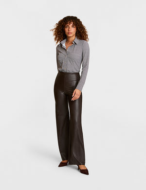 Commando Faux Leather Wide Leg Pant, Espresso