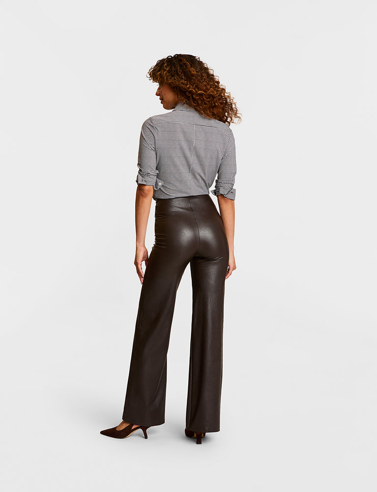 Commando Faux Leather Wide Leg Pant, Espresso