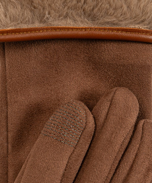 Echo Stretch Suede Fold-Up Faux Fur Cuff Gloves