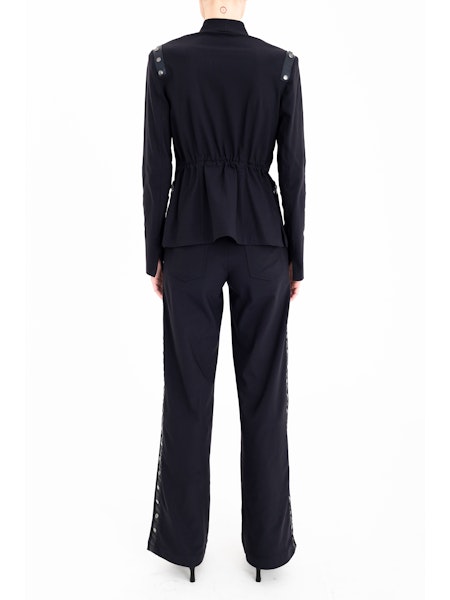 Elaine Kim Cruz Tech Stretch Short Blazer with Studs, Black