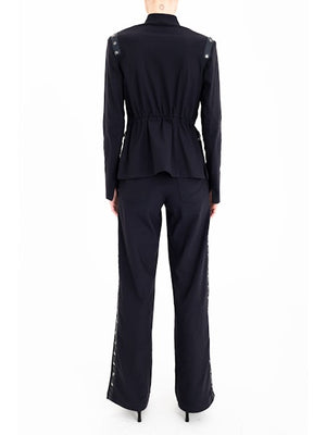 Elaine Kim Cruz Tech Stretch Short Blazer with Studs, Black