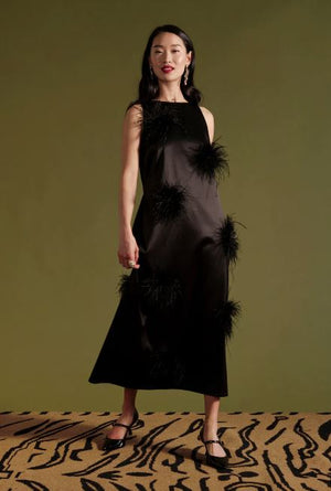 Frances Valentine Francesca Maxi Dress Feather Pouf