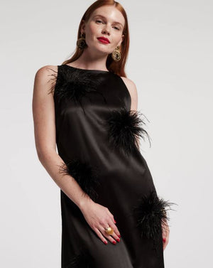 Frances Valentine Francesca Maxi Dress Feather Pouf