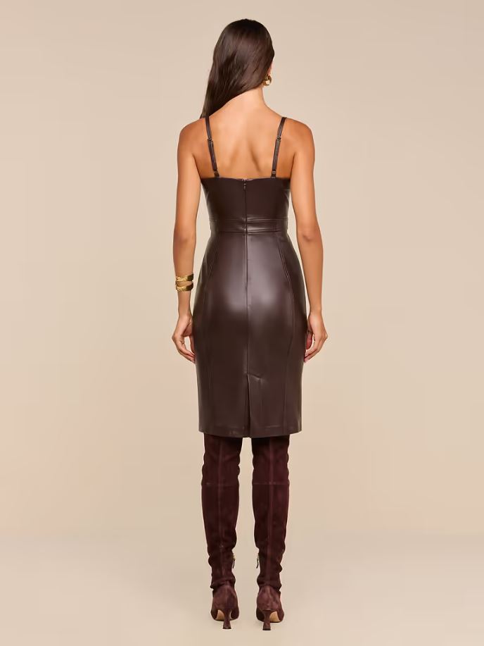 l agence leather dress L'AGENCE Halia Vegan In Coffee Bean Junee