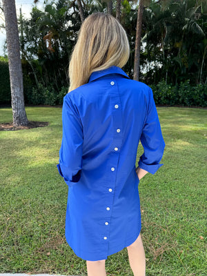Hinson Wu Aileen 3/4 Sleeve Button Back Dress, Cobalt Blue