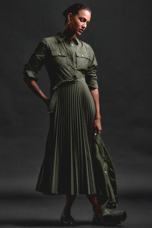Derek Lam 10 Crosby Kenza Pleated Shirt Dress