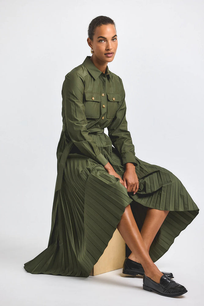 Derek Lam 10 Crosby Kenza Pleated Shirt Dress