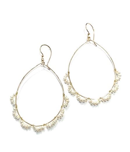 Sconset Flair Studio Large 10k Gold Hoops w/ Seed Pearls
