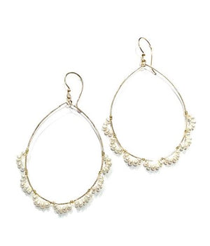 
            
                Load image into Gallery viewer, Sconset Flair Studio Large 10k Gold Hoops w/ Seed Pearls
            
        