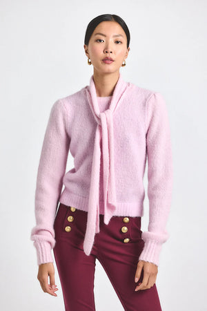 Derek Lam 10 Crosby Leilani Plush Knit Tie Neck Sweater