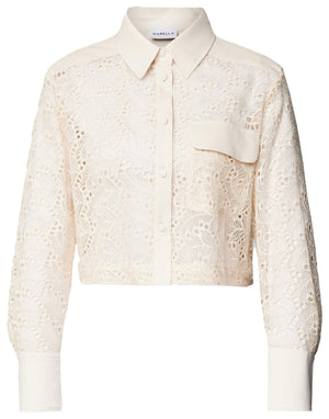 Marella Ciop Cropped Embroidered Tulle Shirt