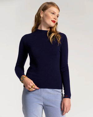 Frances Valentine Marie Long Sleeve Sweater, Navy