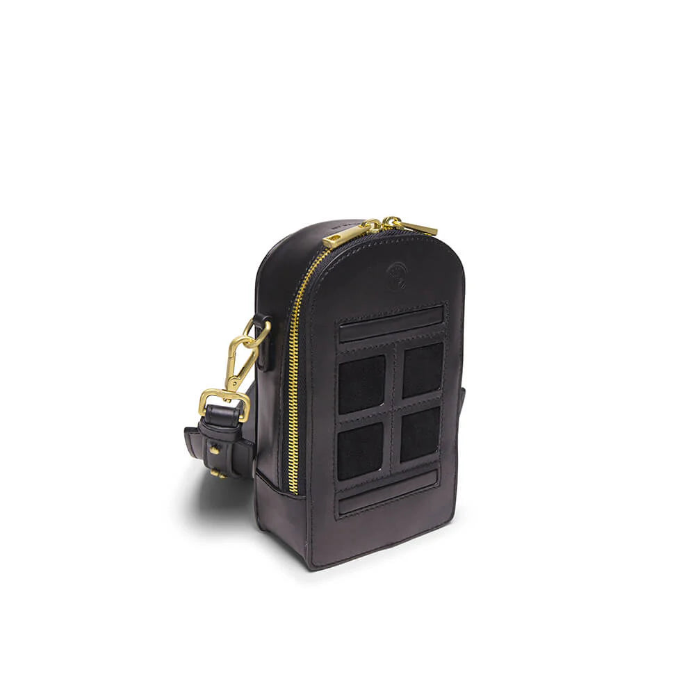 Ted 1942 Mini Door Bag, Black with Black Suede