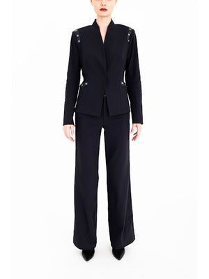 Elaine Kim Cruz Tech Stretch Short Blazer with Studs, Black