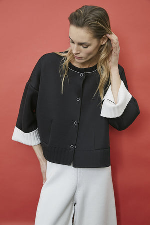 Pier Antonio Gaspari Reversible Bonded Wool Snap Cardigan