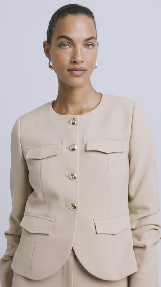 
            
                Load and play video in Gallery viewer, Derek Lam 10 Crosby Novessa Ruched Sleeve Jacket
            
        