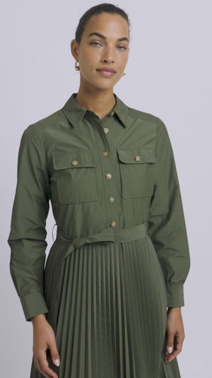 
            
                Load and play video in Gallery viewer, Derek Lam 10 Crosby Kenza Pleated Shirt Dress
            
        