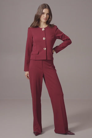 
            
                Load and play video in Gallery viewer, Joseph Ribkoff Scuba Crepe Wide Leg Pants, Merlot
            
        
