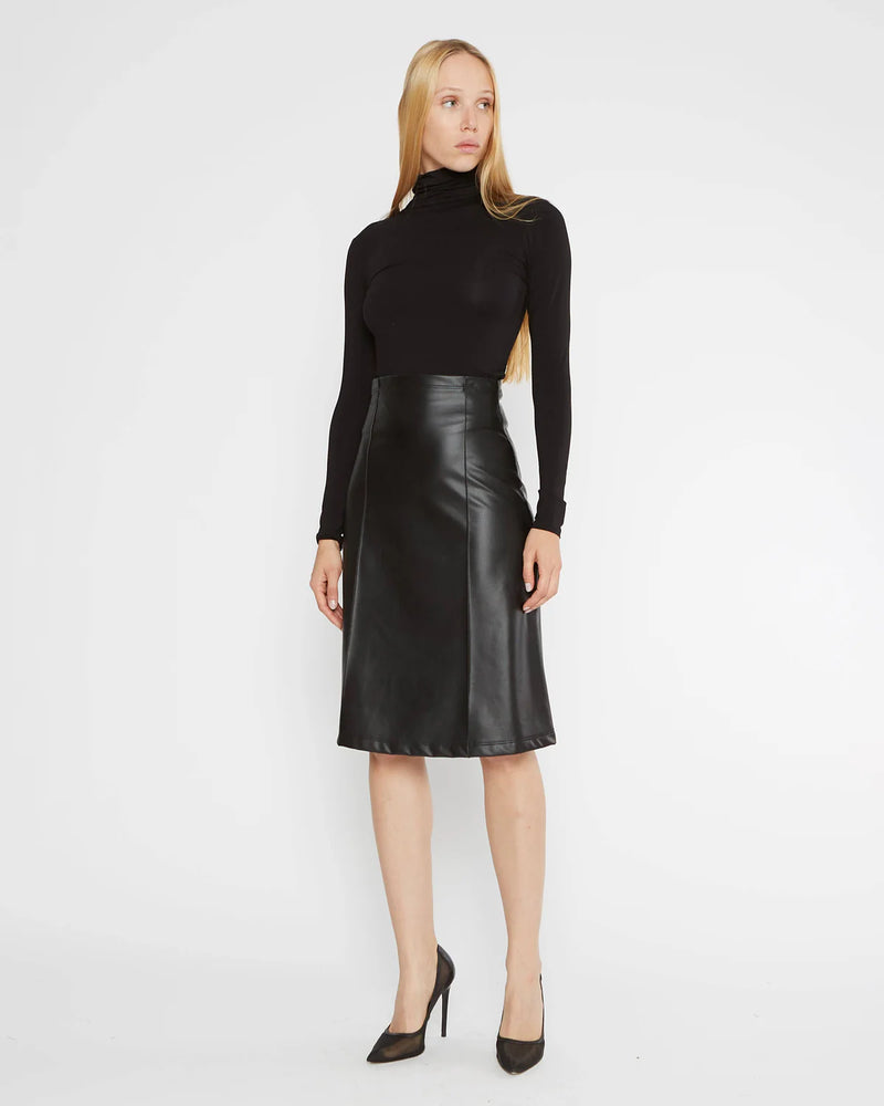 Ripley Rader Vegan Leather A-Line Midi Skirt, Black - Final Sale