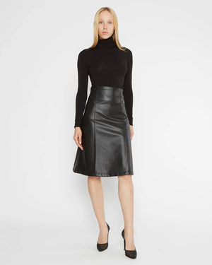 Ripley Rader Vegan Leather A-Line Midi Skirt, Black - Final Sale