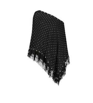 Minnie Rose Cashmere Fringe Ruana with Studs