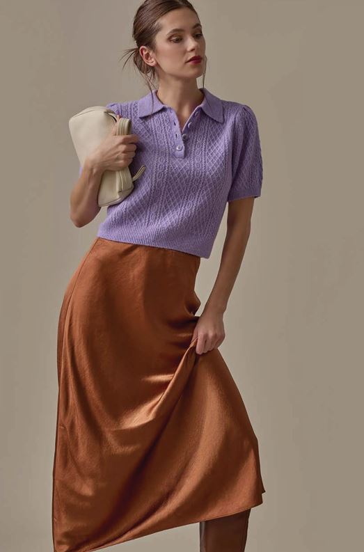 Lilla P Satin Bias Maxi Skirt