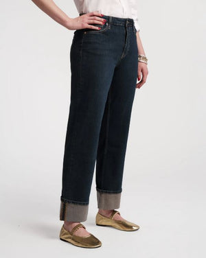 Frances Valentine Smarty Cuffed Jean, Solid Denim