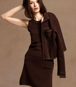 Minnie Rose Western Collared Zip Jacket