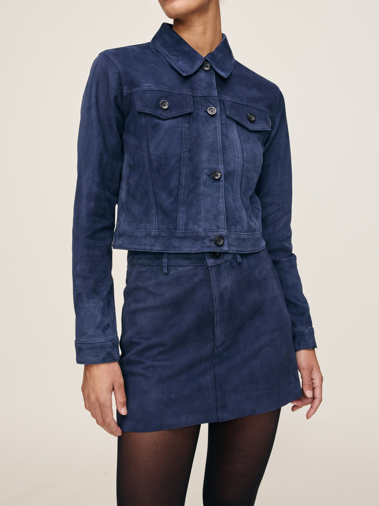 DL1961 Vika Jacket, Navy Suede