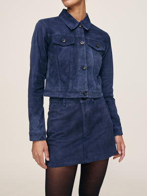 DL1961 Vika Jacket, Navy Suede