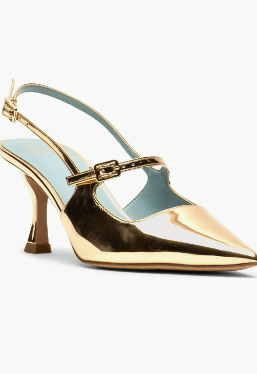 Frances Valentine Vivi Pump with Buckle, Vegan Mirror