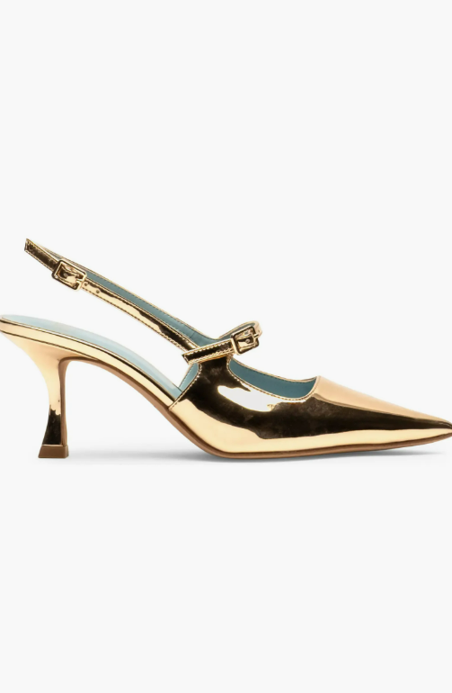 Frances Valentine Vivi Pump with Buckle, Vegan Mirror Intrigue Fine
