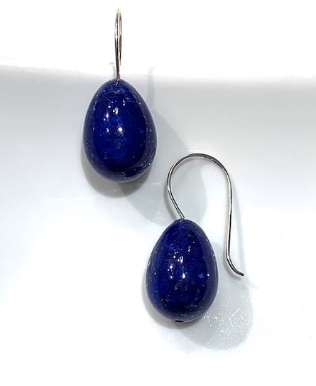 
            
                Load image into Gallery viewer, Sconset Flair Studio Tear Drop Lapis Lazuli Earrings Sterling Silver
            
        