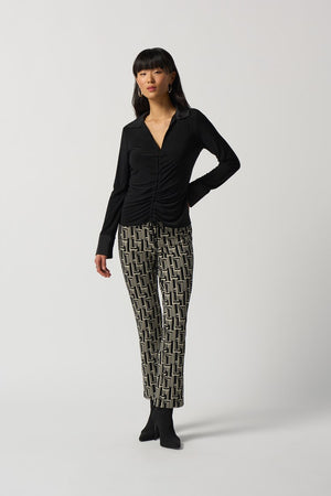 
            
                Load image into Gallery viewer, Joseph Ribkoff Knit and Satin Ruched Top
            
        