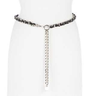 Brave Leather Doone Black Leather and Silver Chain Belt